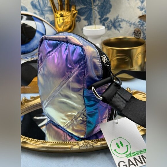 🆕 GANNI 🧿 NWT Mini Iridescent Recycled Tech Crossbody Bag - Picture 5 of 14